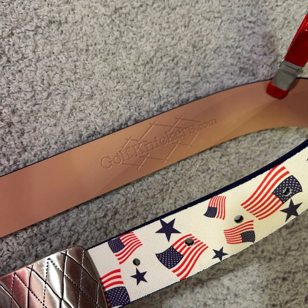 GolfKnickers‎ Golf Belt 4th Of July USA Flag OS White Patriotic Americana Preppy